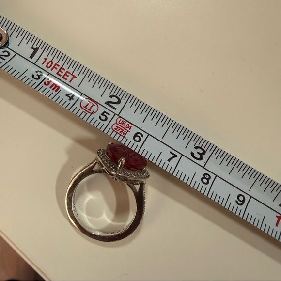 Milor P⭐️M Italy Sterling silver Red Ruby heart Shaped oversized Cocktail Ring - Picture 13 of 17